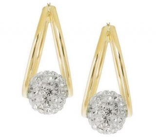 Crystal Bead Accent Double Hoop Earrings 14K Gold —