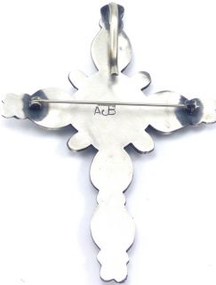 Medium Cross Pendant or Brooch in Sterling Silver With
