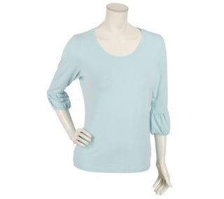 Modern Soul Modal/Spandex Deep Scoopneck Top with Shirred Cuff