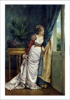 Auguste Toulmouche Awaiting Visitor Print on Canvas