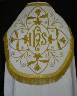 New WHITE Benediction Roman COPE & Stole Set IHS (CV_D4F) French