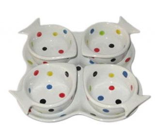 Temp tations Polka Dot Set of Four Fish ShapedDipping Dishes