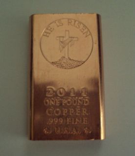 Pound Risen Christ 999 Fine Copper Bullion Art Bar