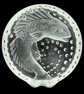 LALIQUE CONCARNEAU KOI FISH CRYSTAL ASHTRAY FRANCE ART GLASS