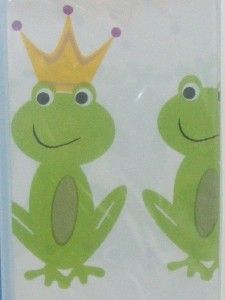  PRINCE Vinyl Shower Curtain~Crystal Bay~Smily Froggy~Kids~White/Green