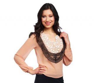 DASH by Kardashian Sheer Blouse with Crochet Detail —