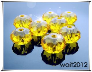 free 100PCS 5040 Crystal Bright yellow Rondelle Charms Spacer Beads