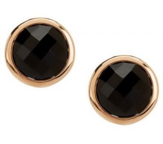 Bronzo Italia Round Faceted Gemstone Omega Back Button Earrings