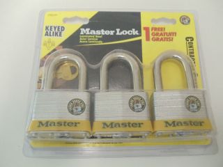 Master Lock 5TRILFPF 3 Padlocks Keyed Alike Laminated Steel