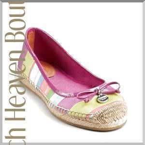 NEW WOMANS COACH ROYCE Hampton Legacy Stripe Ballet Flats Shoes 8 5