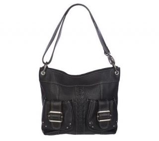 Tignanello Pebble Leather Convertible Shoulder Bag w/ Braided Accent 