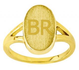Personalized Satin Oval Signet Ring, 14K Gold   J310954