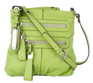 Makowsky Glove Leather Zip Top Crossbody Bag w/ZipperPockets