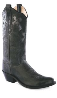  Old West Western Black Cross Inlays Cowgirl Cowboy Boots New