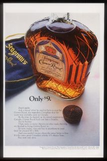 1967 Seagrams Crown Royal Whisky Bottle Photo Print Ad