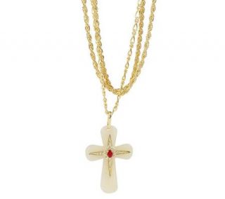 Jacqueline Kennedy Simulated Ruby & Gemstone Cross Necklace — 