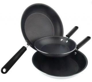 CooksEssentials Polished Aluminum 3 pc. SkilletSet with Colored 