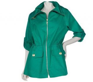 Susan Graver Cotton Anorak Jacket with Roll Tab Sleeves   A212909