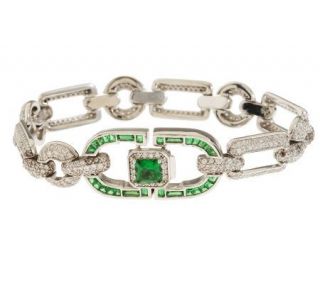 Smithsonian Simulated Mackay Emerald & Diamond Bracelet —