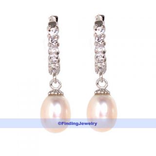 Freshwater Pearl Swarovski Crystal Hoop Drop Earrings