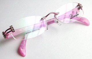 Crystal Eyeglass Frames Ladies Rimless Optical Pink New