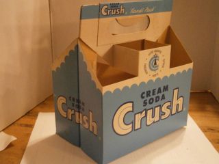 RARE Cream Soda Crush Paper 6 Bottle Carton Handi Pack Blue White Pop