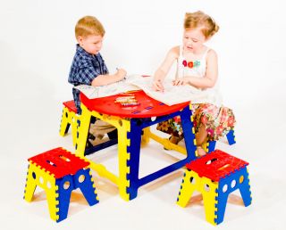 Kids Folding Table Stools Chairs Set Drawing Craft Activity Play Art