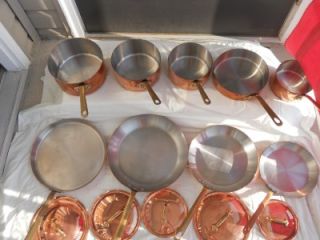  STL Copper Cookware Pots Fry Pan Crepe Brass Handle Made France