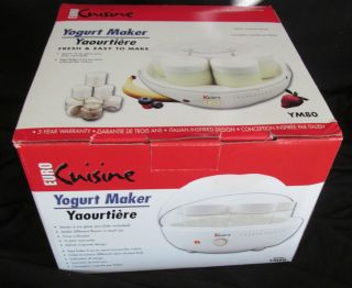 Euro Cuisine Yogurt Maker, NEW in Box, 6 ounce glass jars, lids, Makes