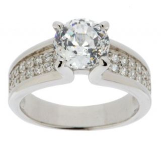 Epiphany Diamonique 100 Facet Bridal Ring w/Pave Detail —
