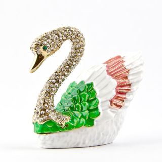 Crystal Swan Trinket Box Trinket Boxes Faberge Crystals Enameled