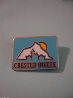 Ski Skiing CRESTED BUTTE Lapel Pin Badge ~ Colorado Blue Sky