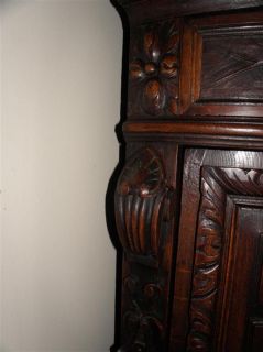 description attractive antique french hunt corner cabinet in oak