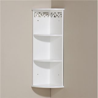  Mounted 3 Tier Bathroom Corner Shelving Shelf Unit White Scroll