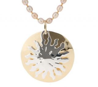 As Is RLM Studio Sterling & Brass Sun Medallion on Bronze Pearls 