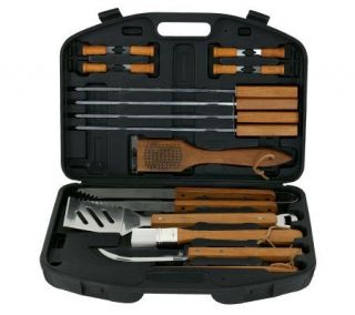 Mr. Bar B Q 18 Pc Wood Handle Grilling ToolSetw/Case   H171245