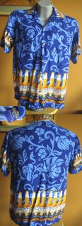Vtg 90s Corona Extra Mens Rayon Wild Blue Beer Hawaiian Shirt Large L