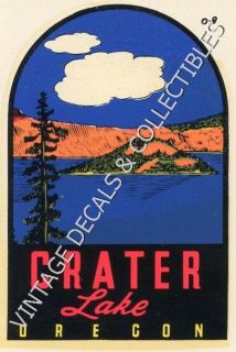 Vintage Crater Lake Oregon State Souvenir Travel Decal Lindgren Turner
