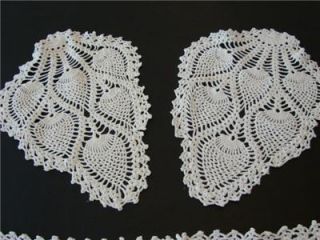 PC Vintage Ivory Crocheted Pineapple Antimacassar Arm Chair Doilies