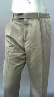 Croft & Barrow Mens 38 Pleated Front Dress Pants Khaki Solid Slacks