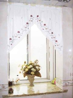 Fresh Flower Trail Butterfly Embroidery Crochet Lace Curtain Swag