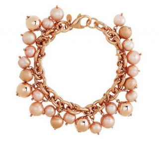 Honora 7 1/4 Cultured Freshwater Pearl Bronze Charm Bracelet