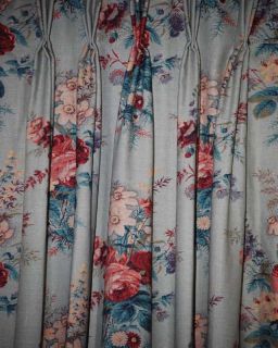  Pinch Pleat Custom Made Green Teal Red Rose Floral Drapes 1 PR