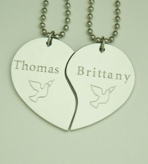   Pendant Necklaces Personalized Doves Anniversay Love Custom Names