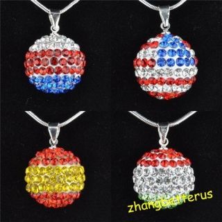 Austrian Crystal National Flag Pendants with Silver Plated Necklace 18