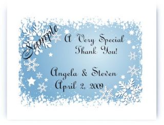  Custom Winter Snow Snowflake Bridal Wedding Thank You Cards