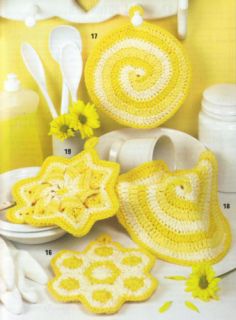  Pot Holder Patterns Dishcloths Dress Bloomers Kitchen Basics in Cotton