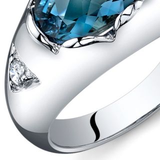 Checkerboard Cut 2 00 cts London Blue Topaz Ring Sterling Silver Sizes