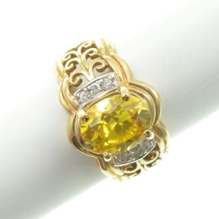 Sterling Silver   Gold Plate Oval Cut Citrine & CZ   Ring (6.25) YF599