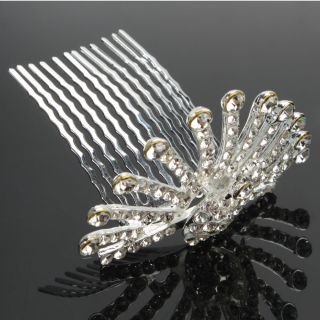 New Peacock Style Rhinestone Crown Tiara Wedding Bridal Hair Comb Pin